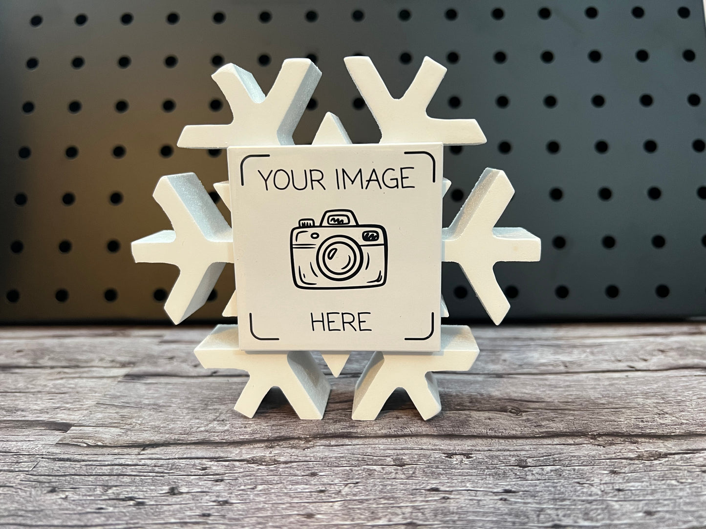 ✨ Snowflake Wooden Magnet Stand (White)